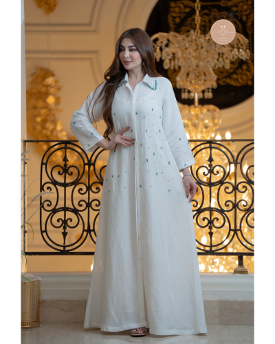 جلابية لنن بيضاء RM-40