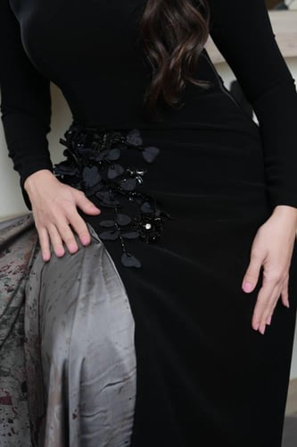 فستان كريب هاينك بأكمام طويلة(5 أيام عمل )