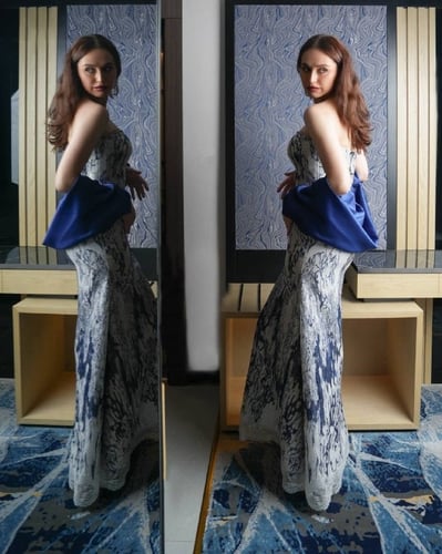 فستان توب دانتيل باللون الأزرق