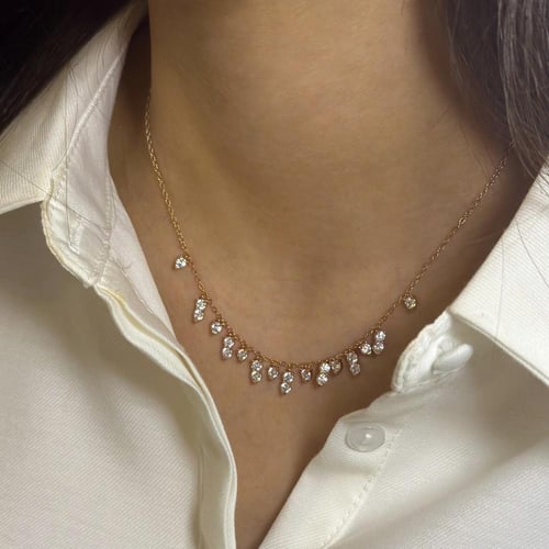 سلسال فاخر من الفضة الخالصة عيار 925 مزين بفصوص -...