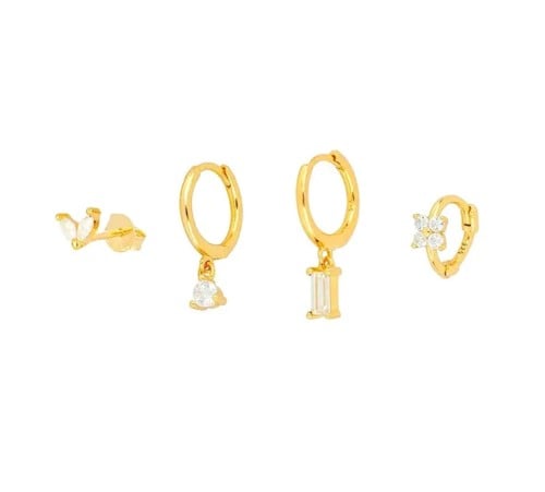 مجموعة 4 حلقان فضة ( اذن وحدة )