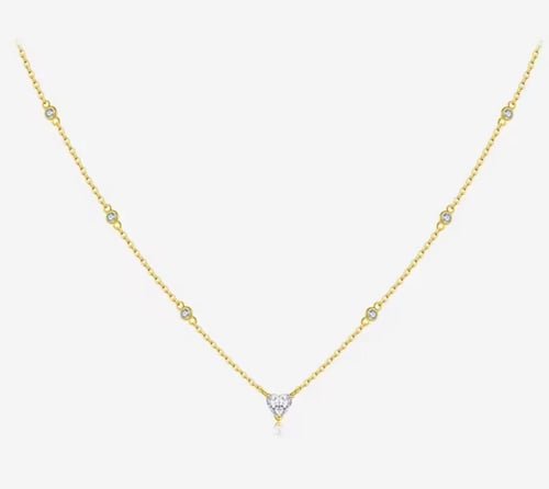 سلسال فضة مرصع بزيركون بتصميم قلب