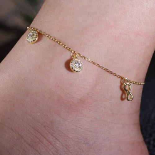 خلخال فضة عيار 925 بكرستالات متدلية