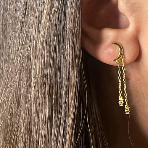 زوج حلقان فضة شكل قمر