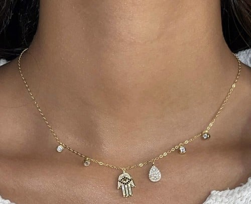 سلسال فضة مرصع بالزركون