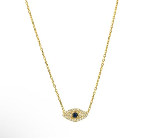 سلسال فضة شكل عين مرصع بزركون