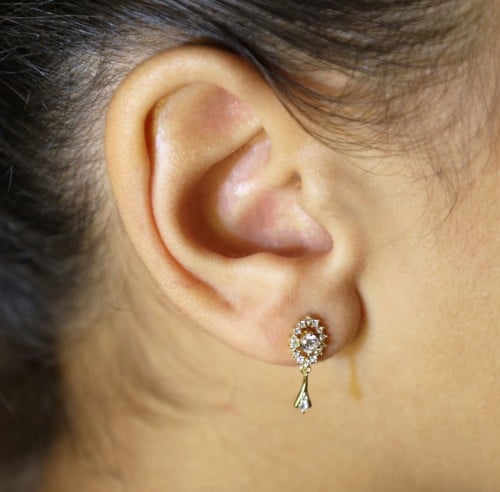 زوج حلق فضة مطلي ذهب 14k