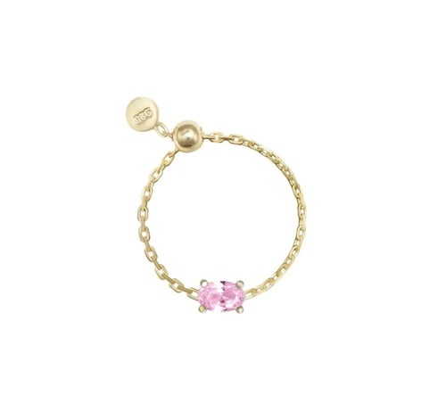 خاتم سلسلة فضة بكرستال زركون قابل للتكبير والتصغير