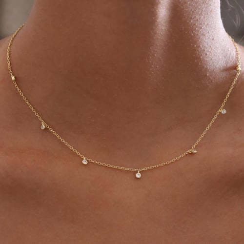 سلسال فضة بكرستال زيركون صغير بلونين