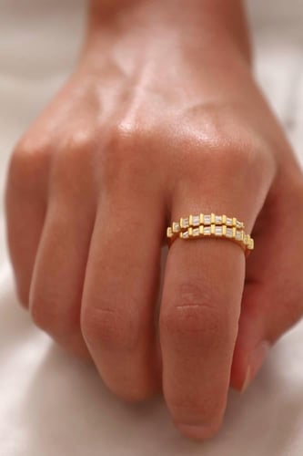 خاتم فضة عيار 925 مطلي ذهب adjustable