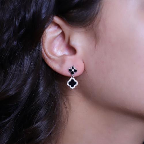 حلق فضة ڤان كليف أسود