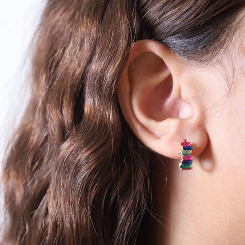 زوج حلق فضة 925 ملون زركون