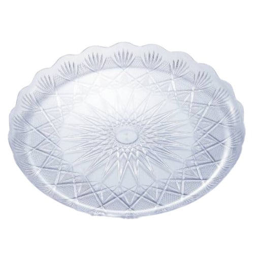 صحن بلاستيك دائري مزخرف مقاس 27 سم شفاف -10كجم