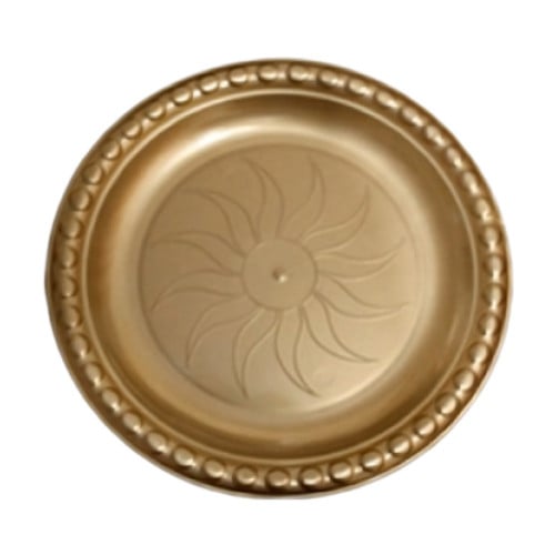 صحن بلاستيك دائري مزخرف مقاس 18 سم ذهبي - 10كجم