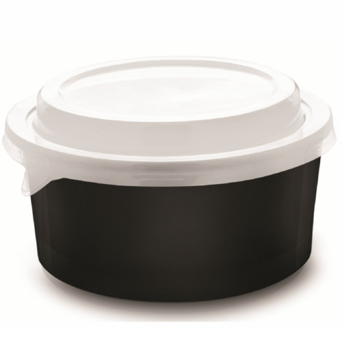 زبدية ورق دائرية مع الغطاء 24 اونز أسود - 200 حبة