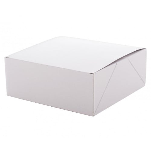 علب كيك ورقية مربعة مقاس 30 × 30 × 9 سم أبيض - 150...