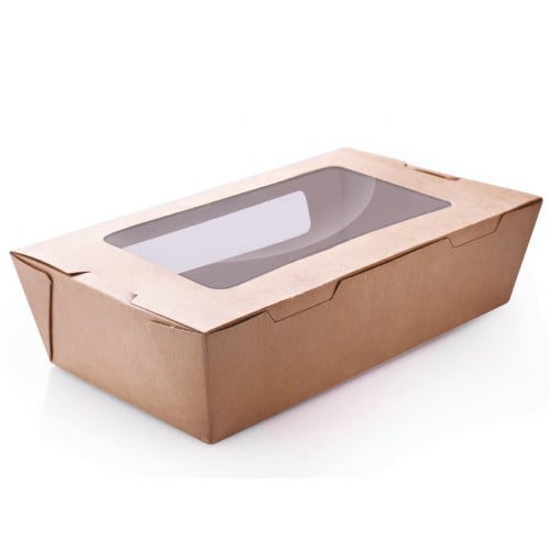 علب ورقية كرافت مستطيلة بغطاء متصل بنافذتين 66 اون...