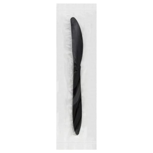 سكين بلاستيك مغلف VIP مقاس 19 سم أسود - 1000 حبة
