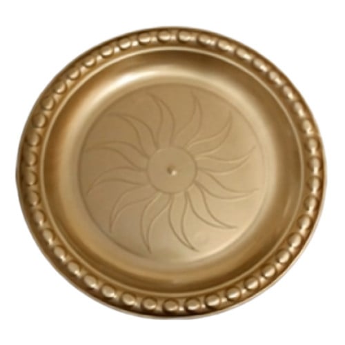 صحن بلاستيك دائري مزخرف مقاس 22 سم ذهبي - 10كحم