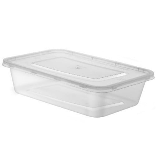 زبدية بلاستيك مستطيلة للمايكرويف شفافة 500 مل مقاس...