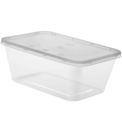 زبدية بلاستيك مستطيلة للمايكرويف شفافة 1000 مل مقا...