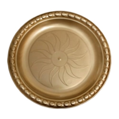 صحن بلاستيك دائري مزخرف مقاس 20 سم ذهبي - 10كحم