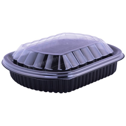 زبدية بلاستيك للمايكرويف أسود 32 اونز مع غطاء شفاف...