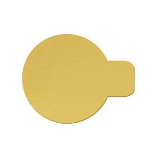 قاعدة كيك ورقية ذهبية دائرية بمسكة مقاس 5 سم - 200...