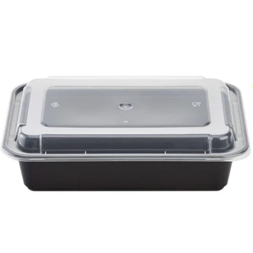 علب بلاستيك مستطيلة للمايكرويف 38 اونز مع غطاء شفا...