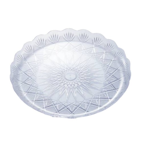 صحن بلاستيك دائري مزخرف مقاس 18 سم شفاف -10كجم