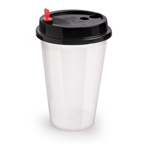 كاسات بلاستيكية بقاعدة مسطحة وغطاء أسود بقلب أحمر...