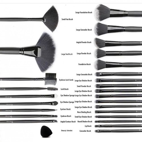 مجموعه فرش مكياج انيقه في حقيبه جلد فخمه ،،، مناسب...