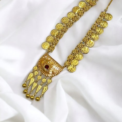 عقد بتصميم تراثي عيار ٢١ (فص احمر)