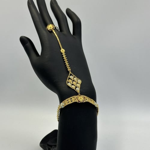 كف 21k هندي مطعم بالمينا الاحمر والسماوي