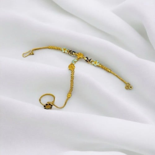 كف 21k هندي مطعم بالمينا الازرق والسماوي