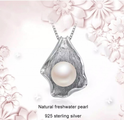 سلسال صدفة اللولو الطبيعي والفضة الاسترليني