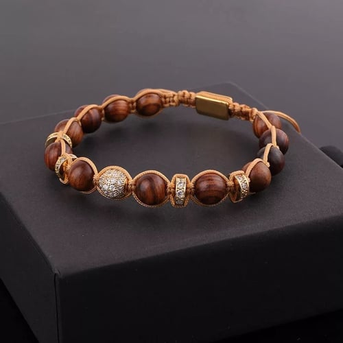 اسوارة كريستال من خرزات الخشب