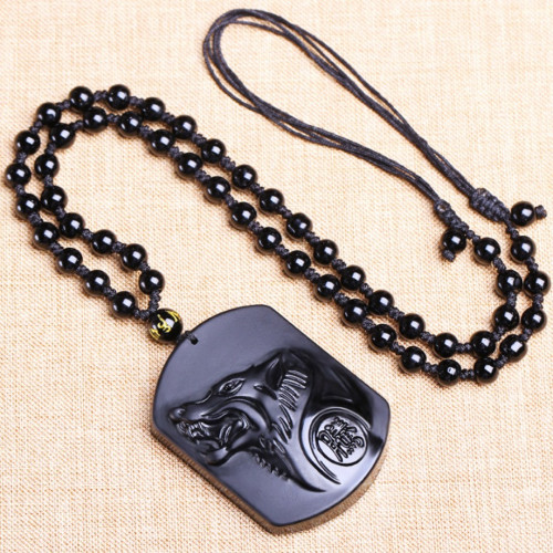 قلادة حجر اوبسيديان الطبيعيي