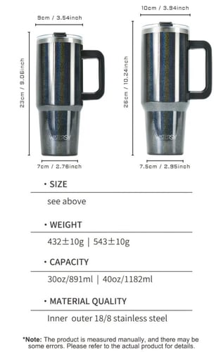 كوب حراري عملي ومتين - 1182 مل - 891 مل