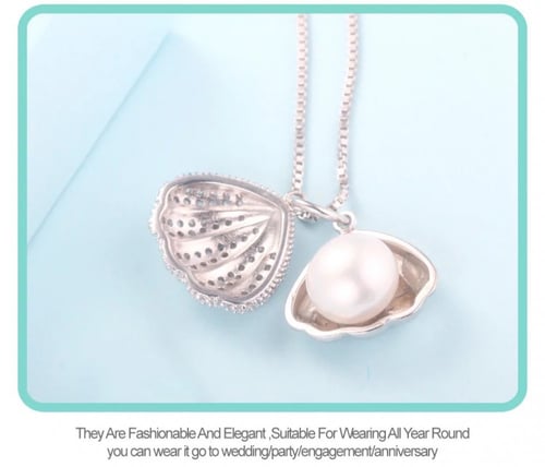 سلسال محارة اللؤلؤ الطبيعي والفضة الاسترليني والزر...