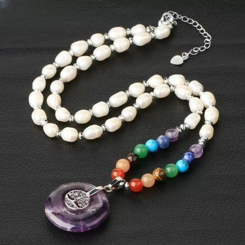 سلسال طويل من اللولو والحجر الطبيعي