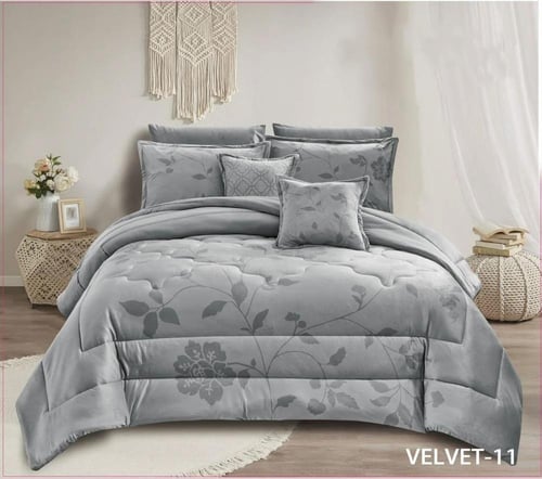 مفرش نفر ونص شتوي مشجر مخمل | 4 قطع