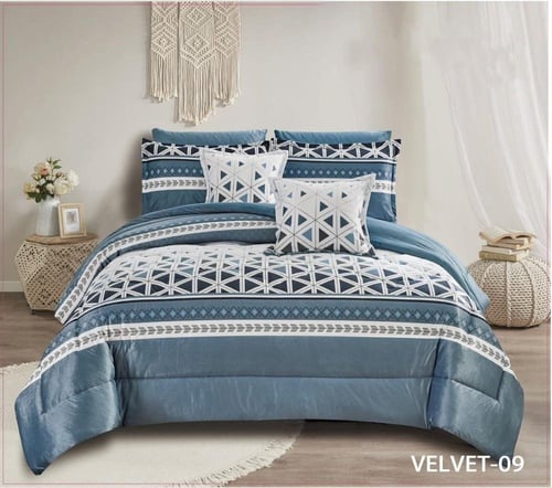 مفرش نفر ونص شتوي مشجر مخمل | 4 قطع