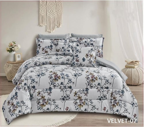 مفرش نفرين شتوي مشجر مخمل | 8 قطع