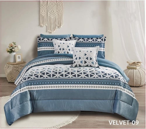 مفرش نفرين شتوي مشجر مخمل | 8 قطع