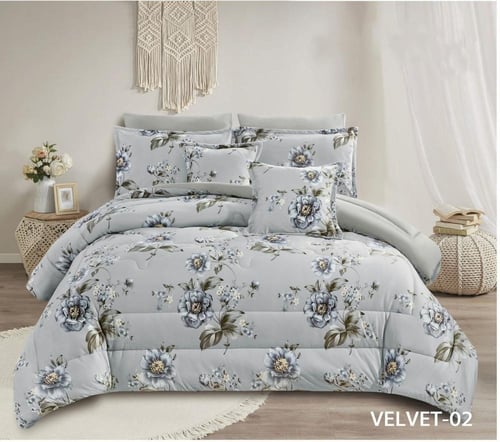 مفرش نفر ونص شتوي مشجر مخمل | 4 قطع