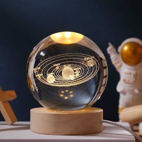 كره زجاجيه كريستال مضيئة على شكل المجموعه الشمسيه