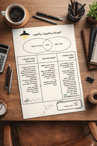 مطوية الموجات والصوت والضوء - ثاني متوسط -فصل 2
