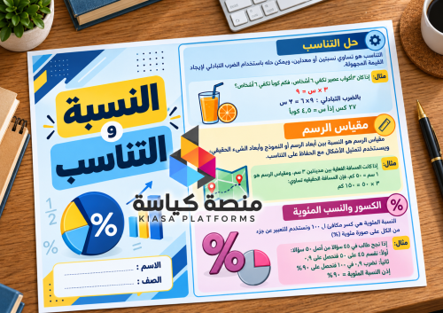 ‎مطوية النسبة والتناسب - اول متوسط - رياضيات - ف1