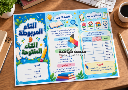 مطوية التاء المربوطة والتاء المفتوحة - لغتي - رابع...